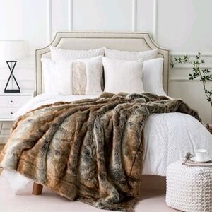 60x80 Large Brown Faux Fur Throw Blanket Fall Fur Blanket and Throws BATILLO